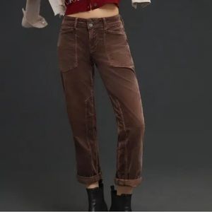Pilcro Anthropologie Size 27 The Wanderer Corduroy Cargo Pants Jeans Brown Cords